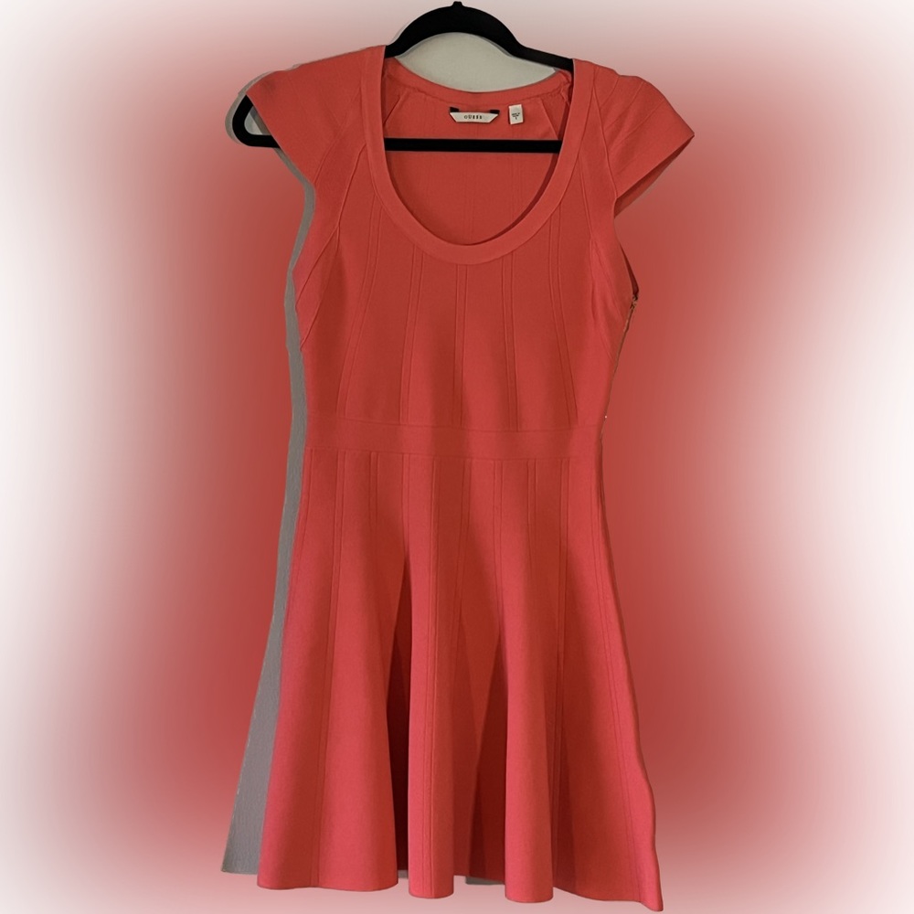 Guess a-line coral dress with cap sleeves